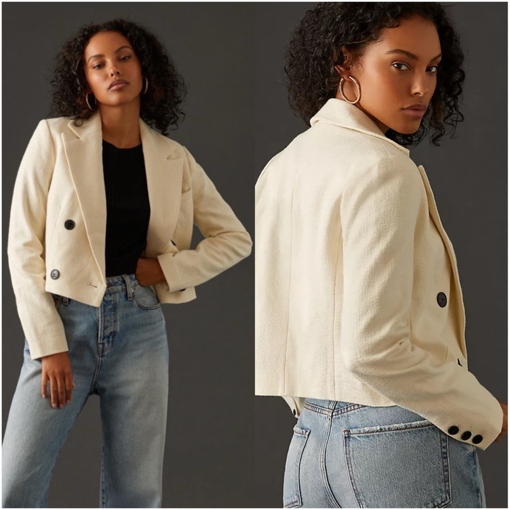NWT Maeve x ANTHROPOLOGIE Cropped Double-Breasted Jacket